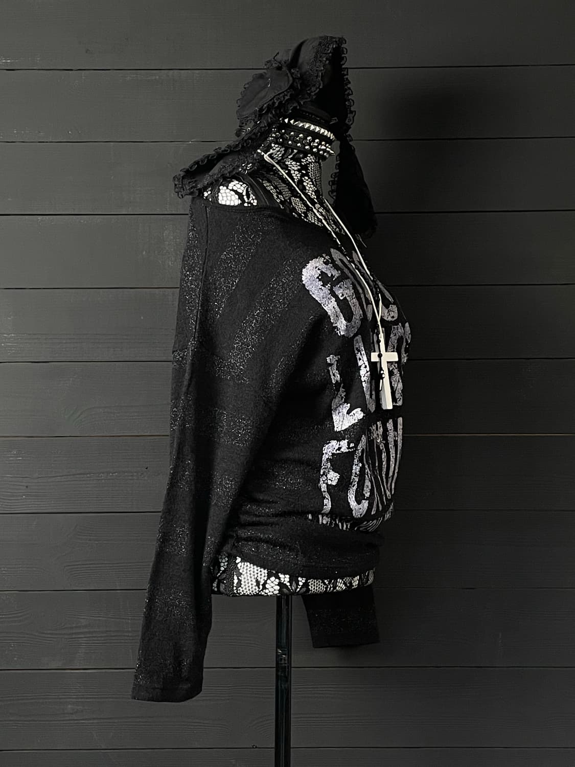 CORNFLAKE 콘플레이크 펑크 지퍼 셔링 퍼플 레터링 블랙 롱슬리브 상품이미지2