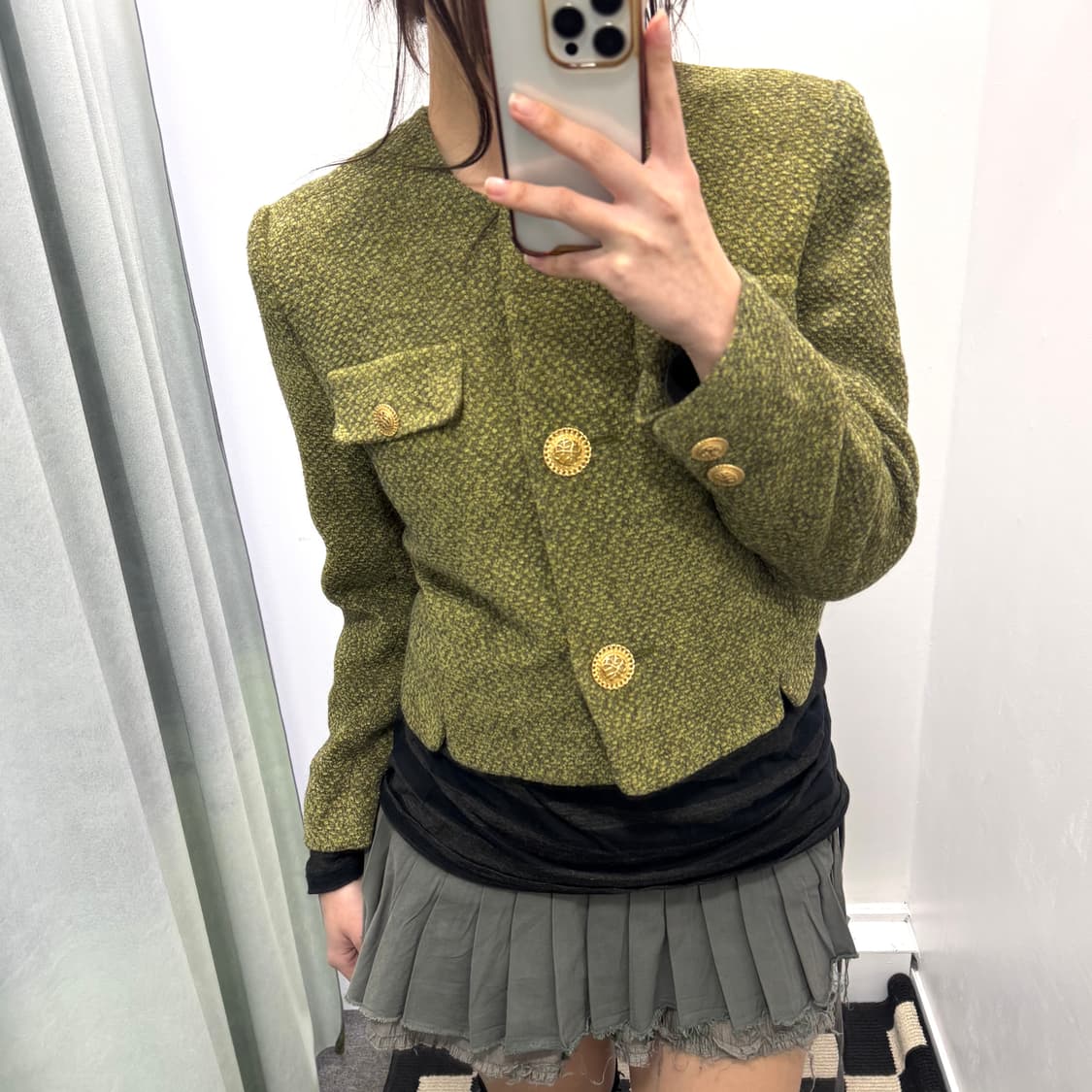 Regener 그린 트위드 자켓 상품이미지2