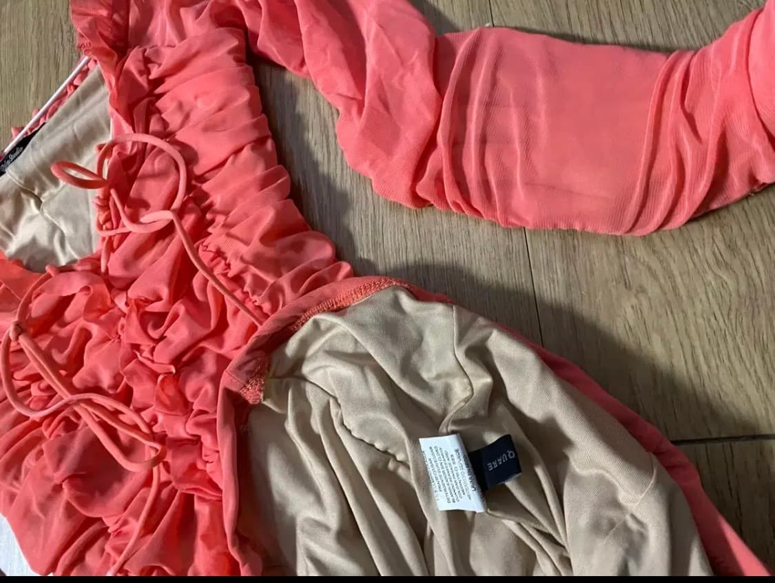 살몬 핑크 셔링 원피스 상품이미지6