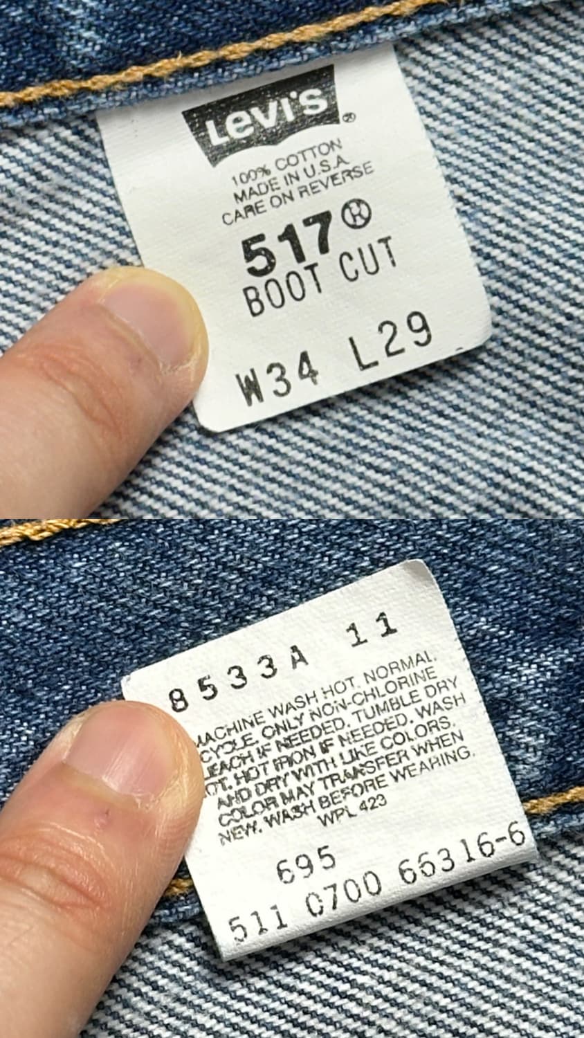 90's USA Made 빈티지 리바이스 517 부츠컷 상품이미지9