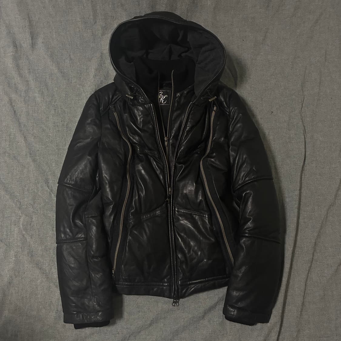 GK 가죽 후드집업 패딩 블랙 상품이미지7