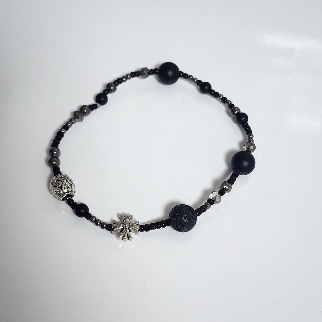 남자 화산석, 십자가 비즈 팔찌 상품이미지1