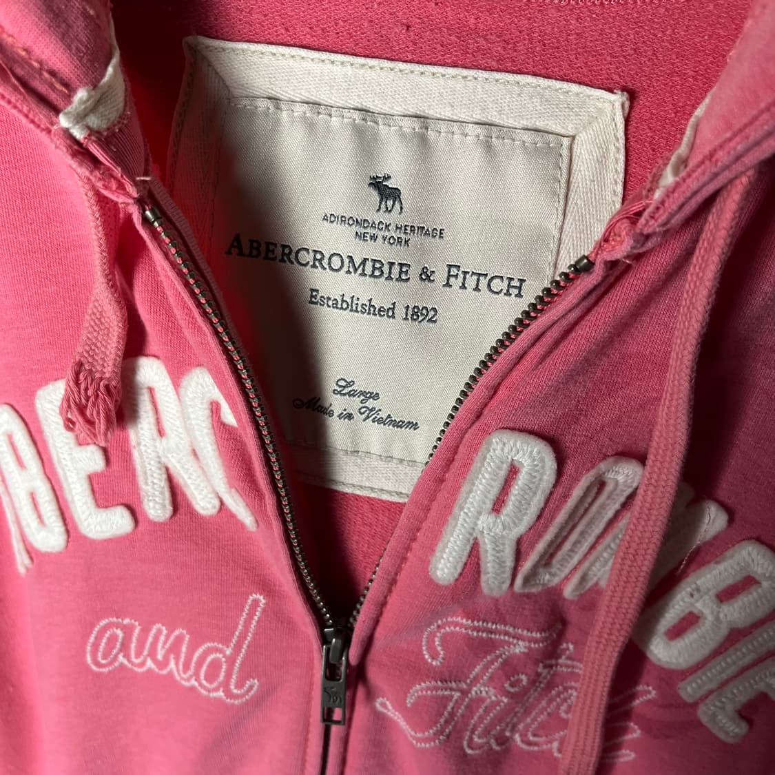 [A&F] 아베크롬비 딱붙 y2k 핑크 후드집업 상품이미지5