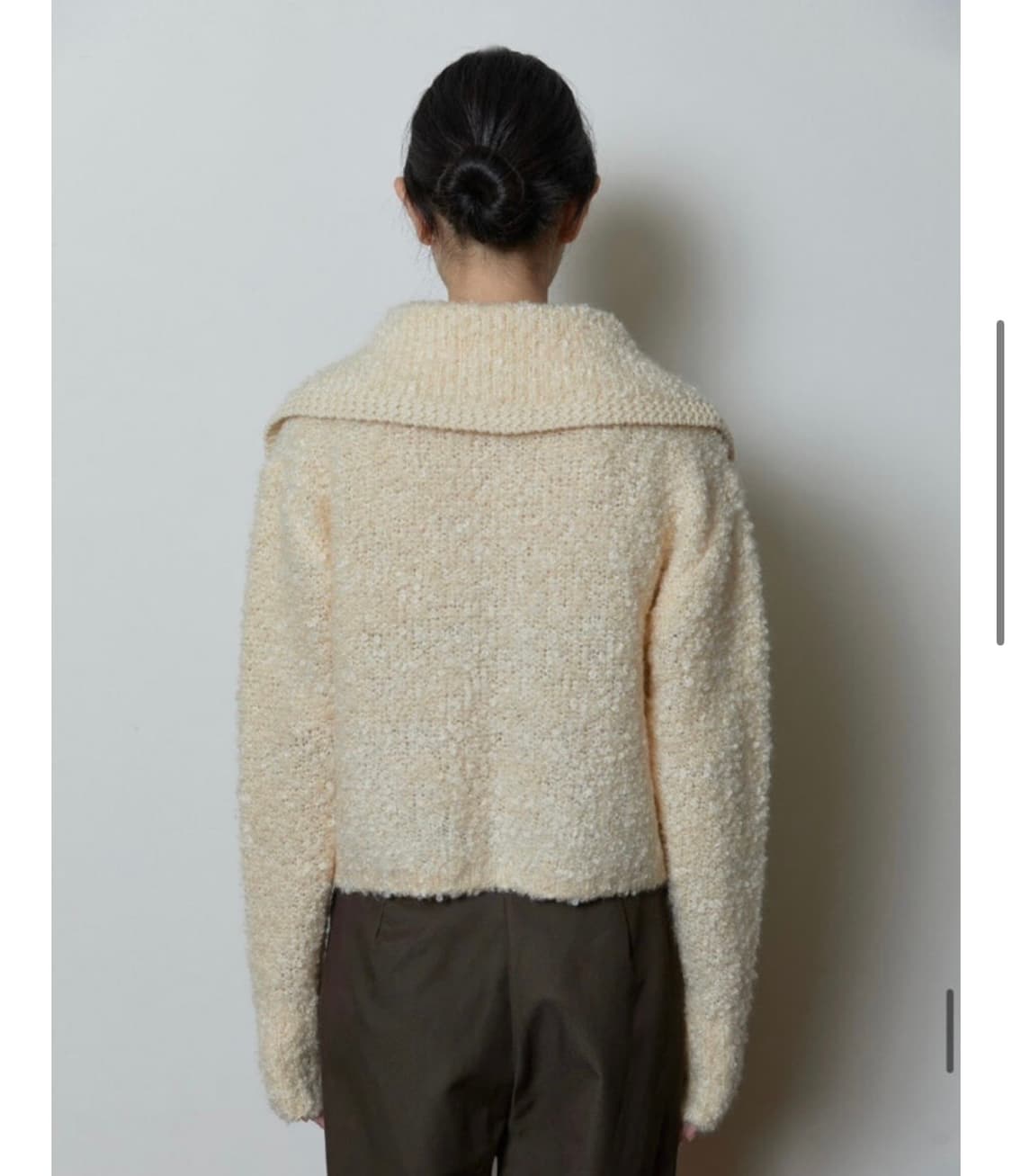 아우로 curly collar cardigan 컬리 칼라 가디건 크림 상품이미지3