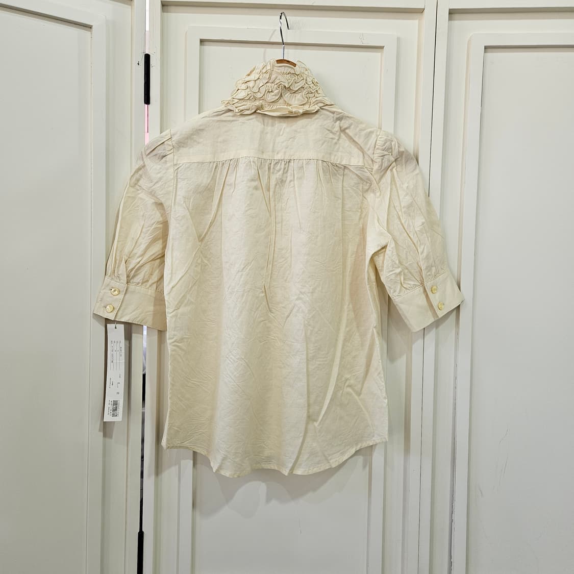 아이보리 프릴 블라우스 반팔 셔츠 상품이미지6