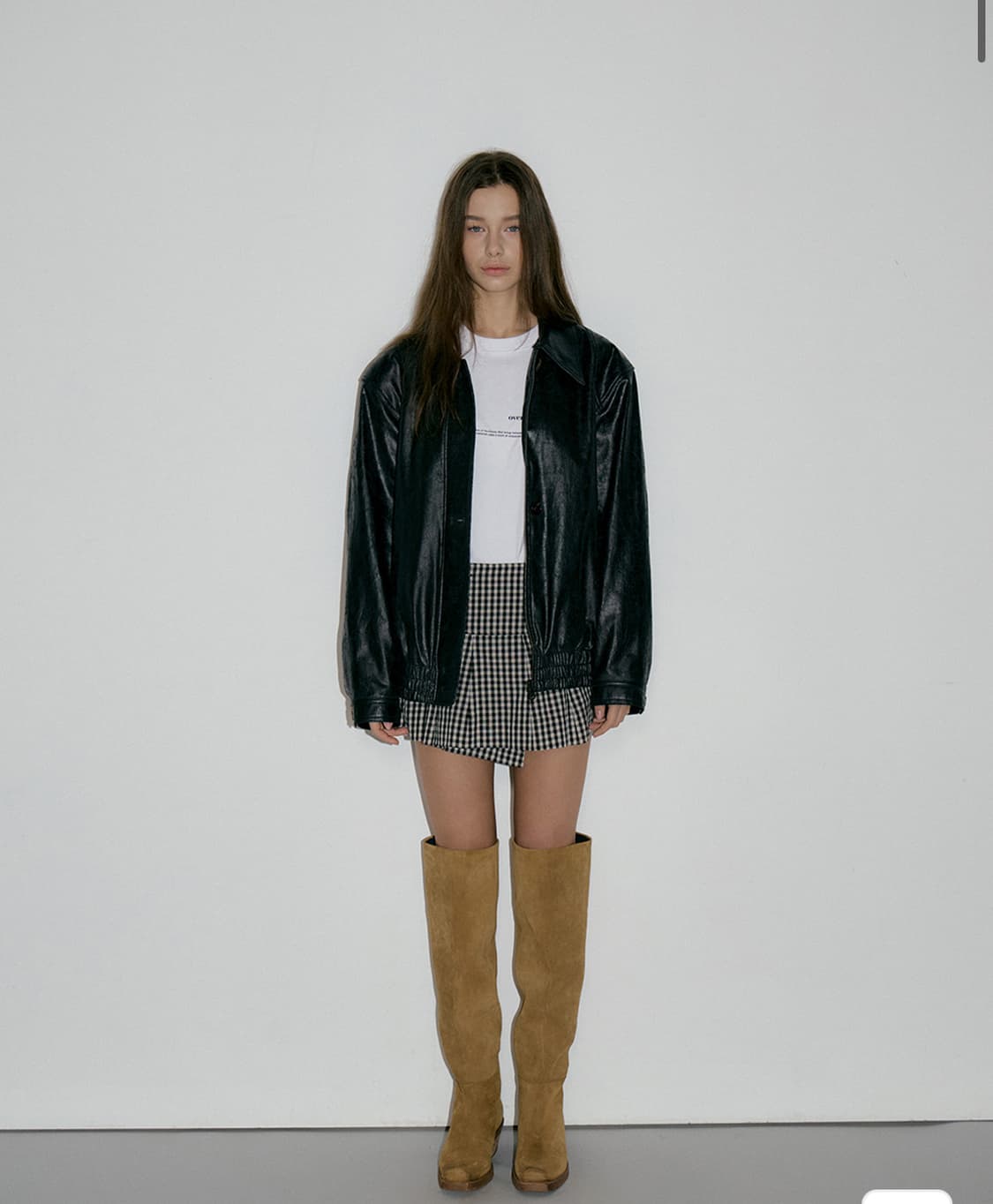 오버듀플레어 크랙 레더 블루종 가죽자켓 블랙 상품이미지4