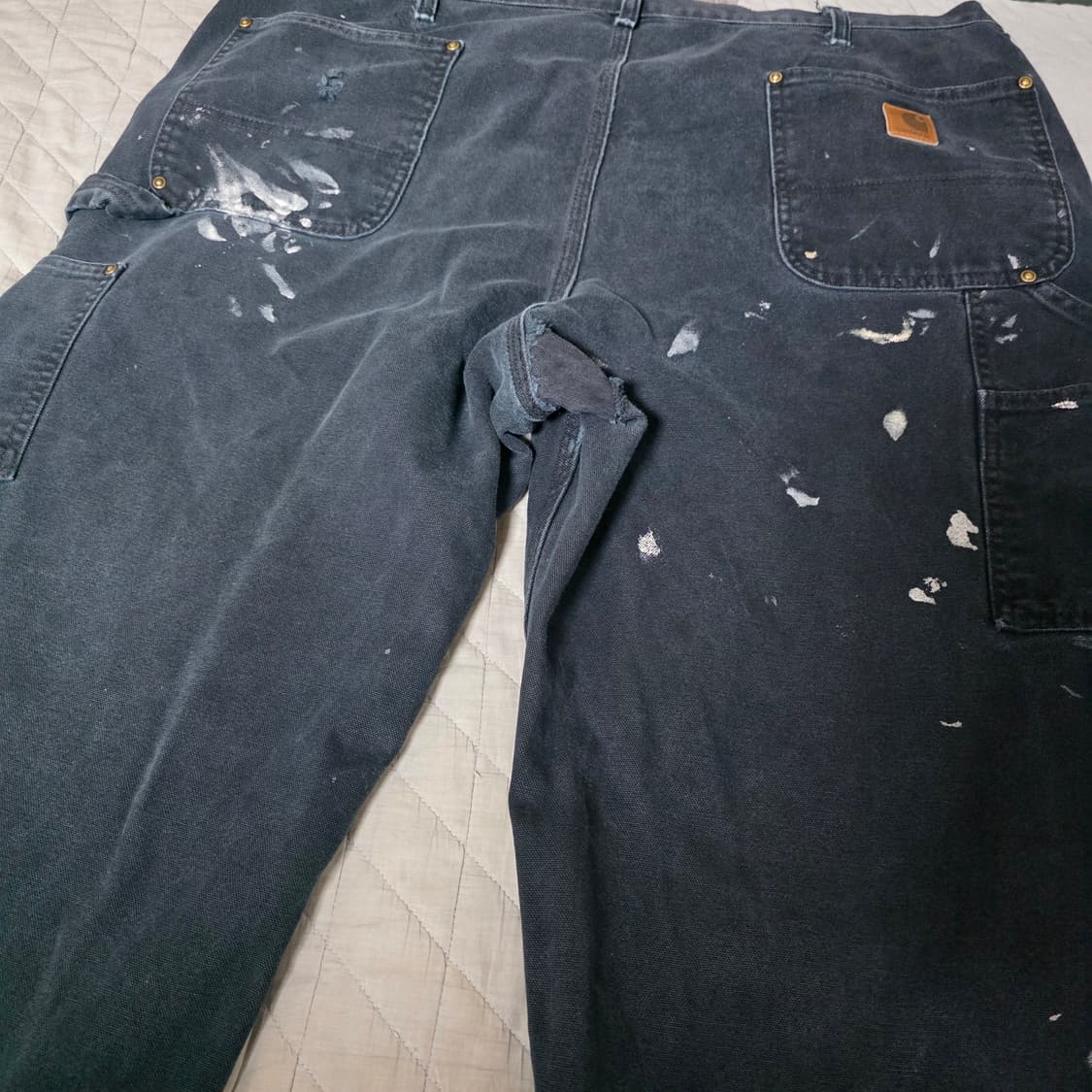 [40X32] 빈티지 칼하트 더블니 B01BLK 워크팬츠 트래쉬드 BK7 상품이미지7