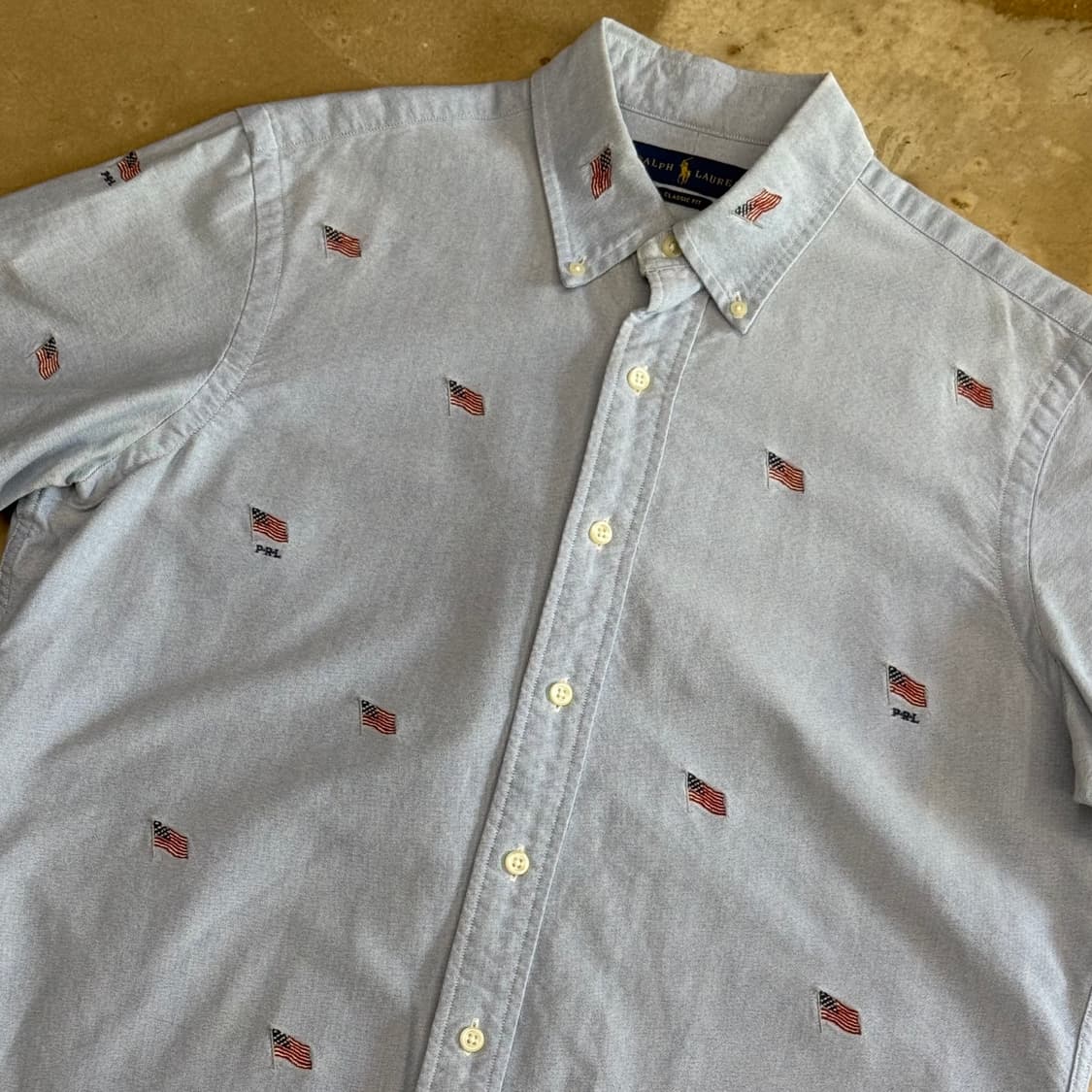 🫶🏻 폴로랄프로렌 성조기 자수 스카이블루 반팔 셔츠 🫶🏻   상품이미지2