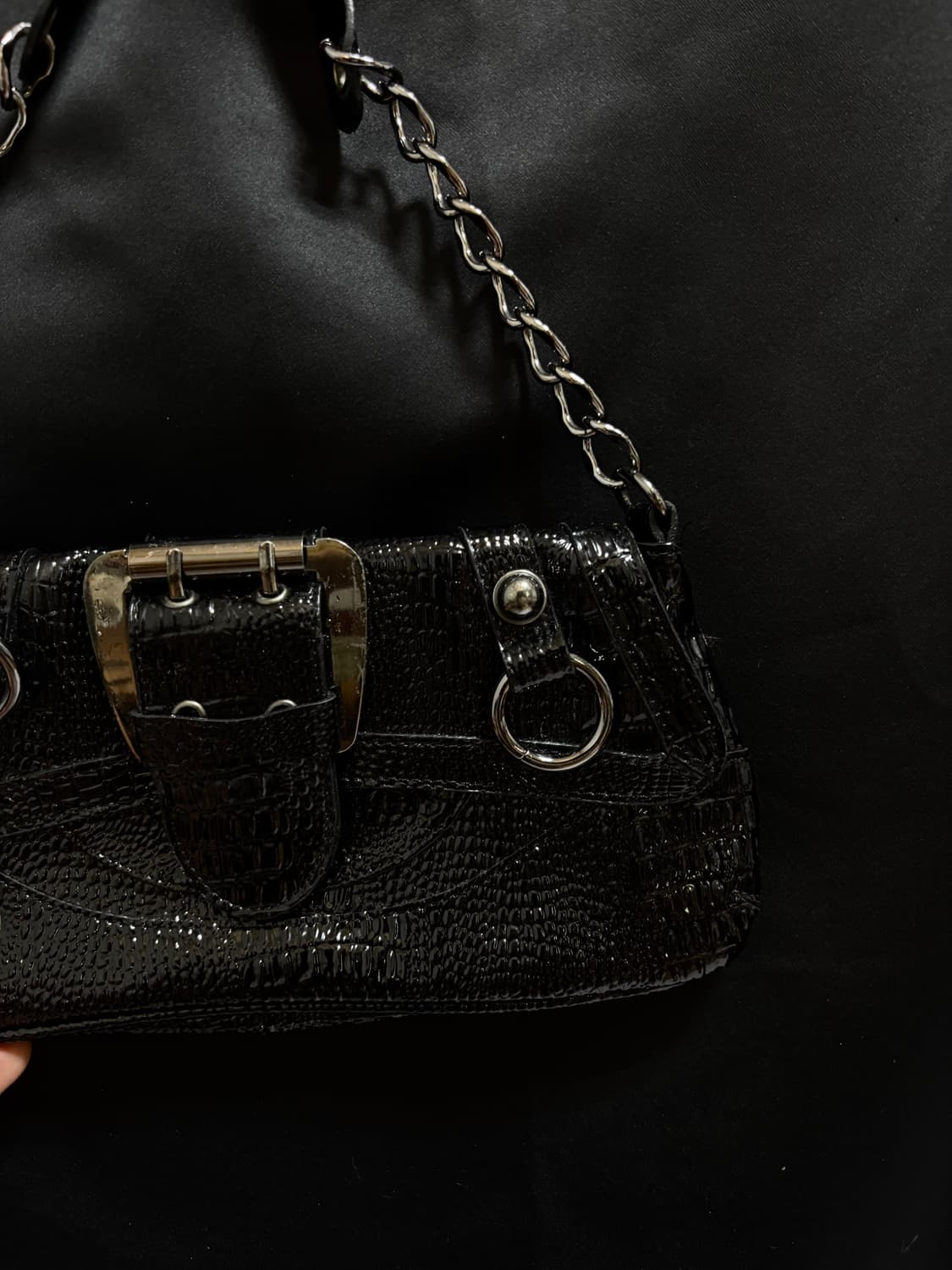 “Unknown” Y2K Design Buckle Black Bag 상품이미지7