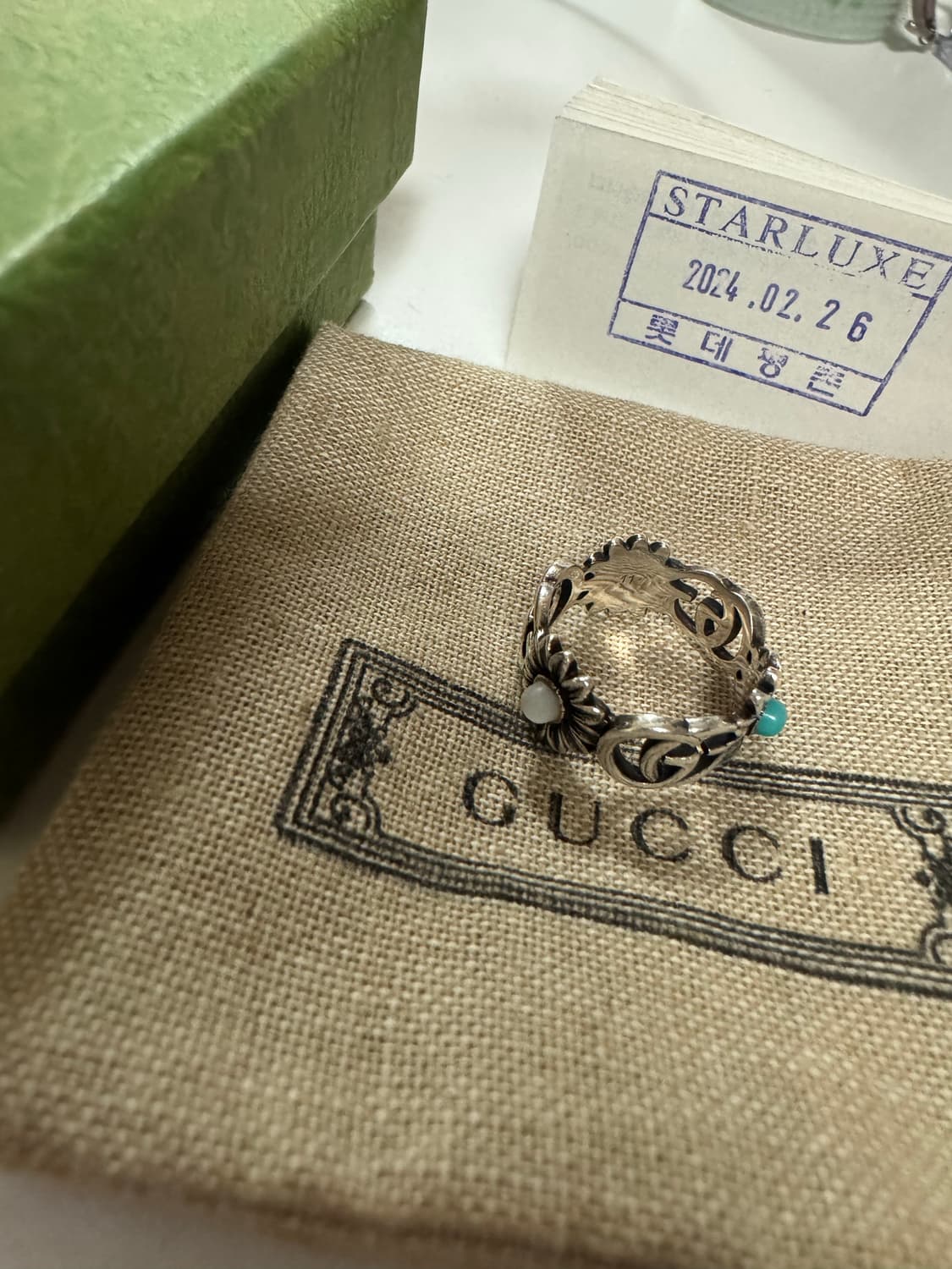 구찌 더블g 자개 플라워 링 반지 상품이미지2