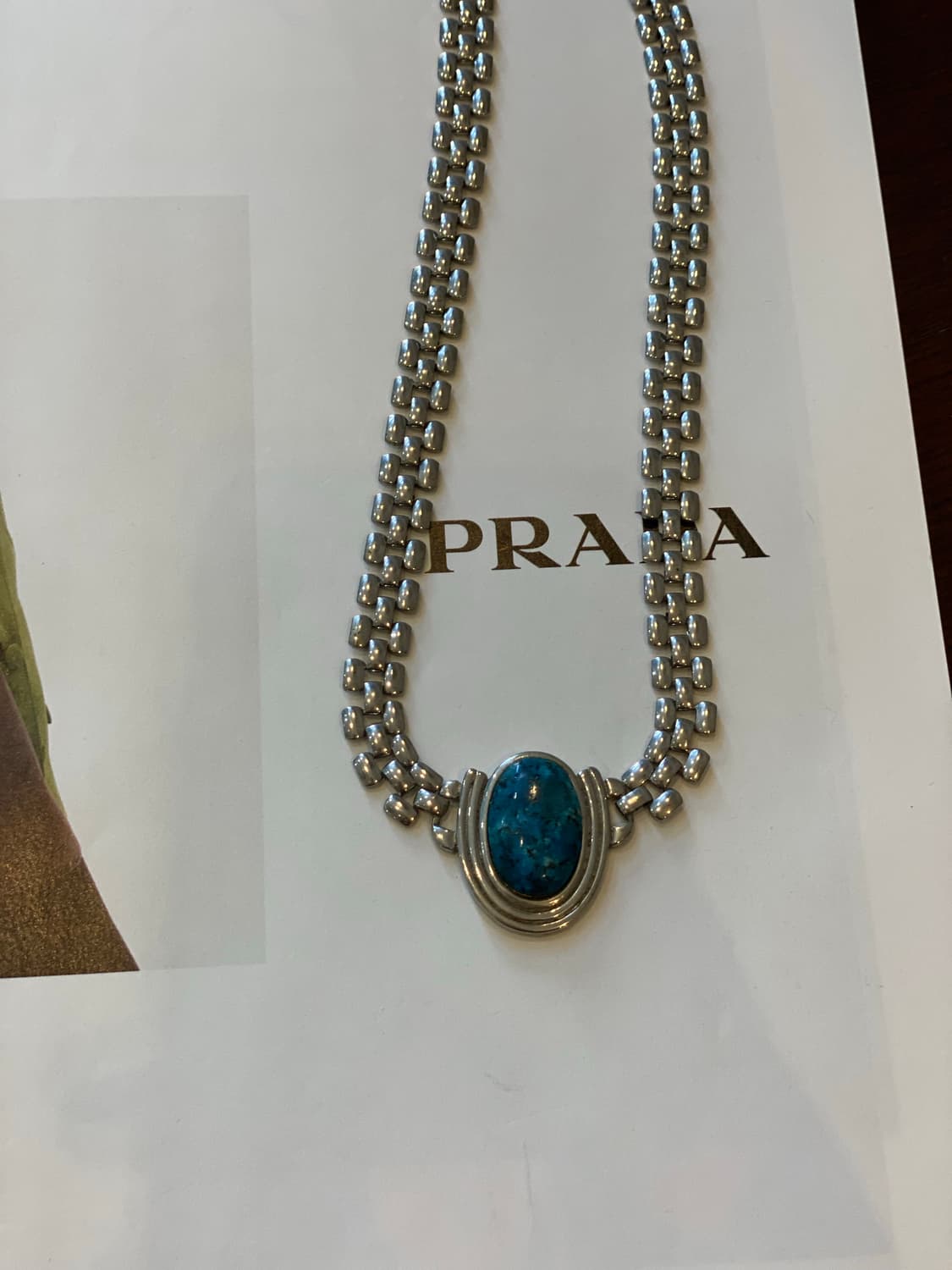 일본 빈티지 터키석 무드 은장 체인 목걸이 상품이미지7