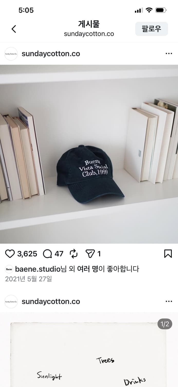 선데이 코튼 컴퍼니 볼캡 buena bista (navy) 상품이미지4