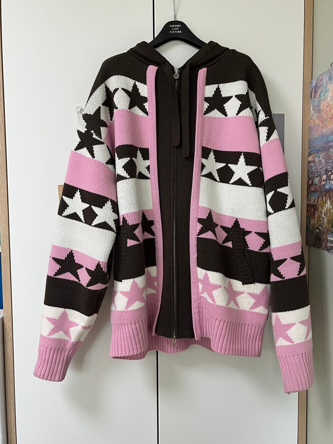 유희 스타 패턴 레이어드 니트 후드집업 가디건 팝니다 :) 상품이미지6