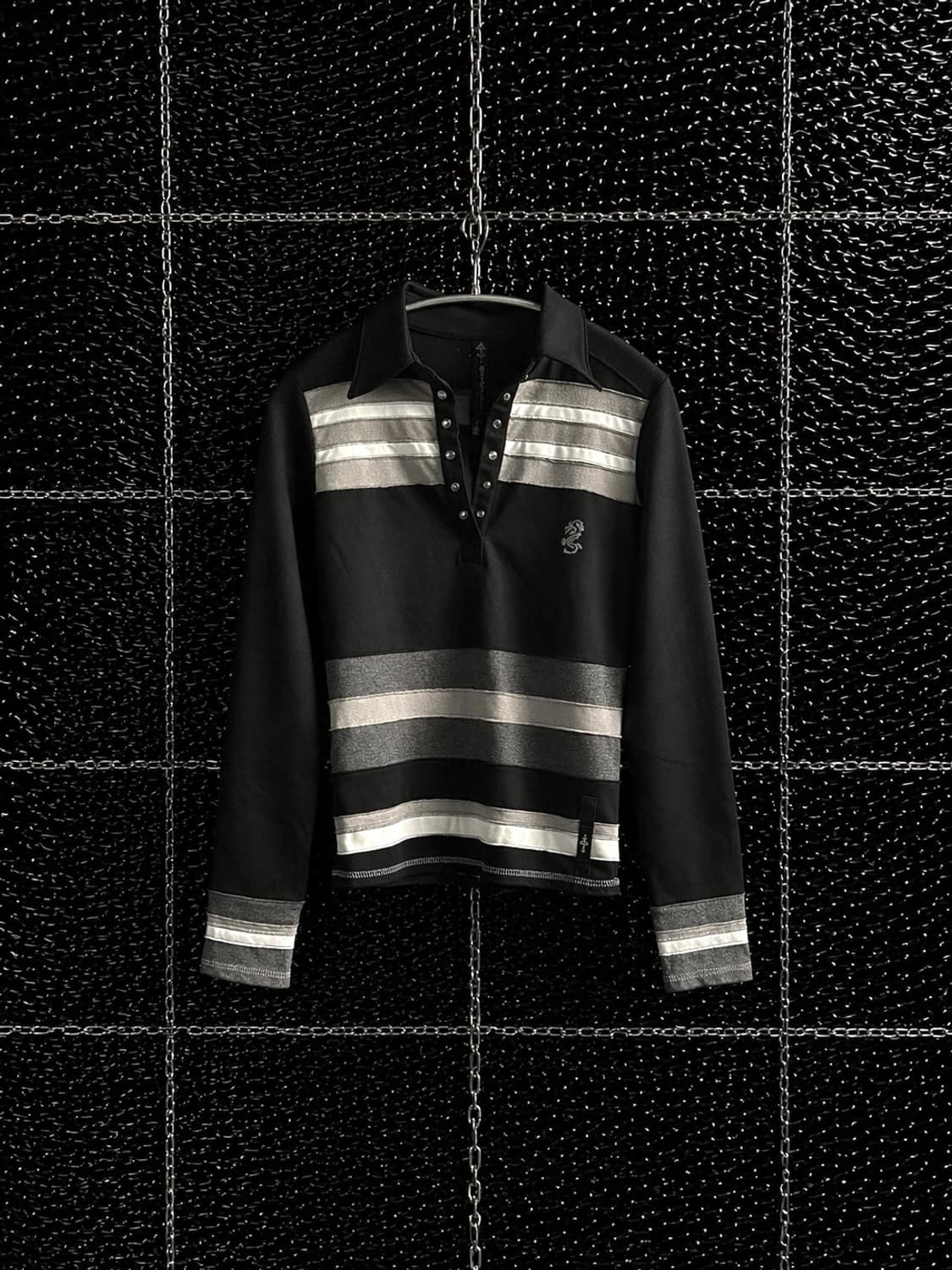 Ozz Croce 스트라이프 카라넥 긴팔티 상품이미지1