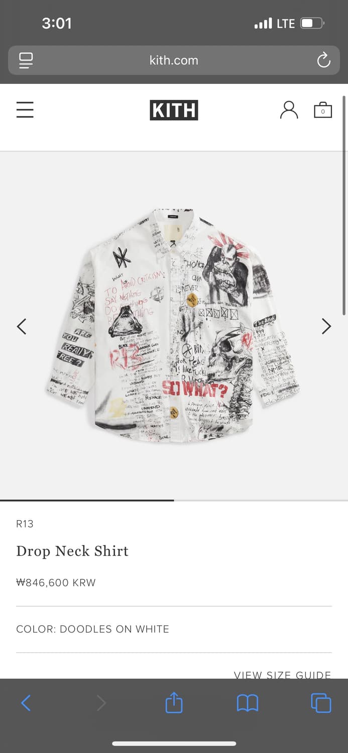 R13 Drop Neck Shirt 드랍 넥 셔츠  상품이미지1