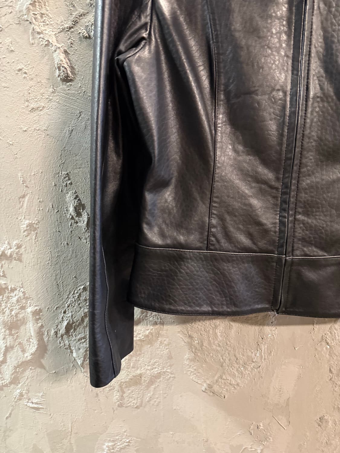 6 엠베진M Begin 리얼 양가죽 싱글 집업 레더 자켓 블랙 상품이미지2