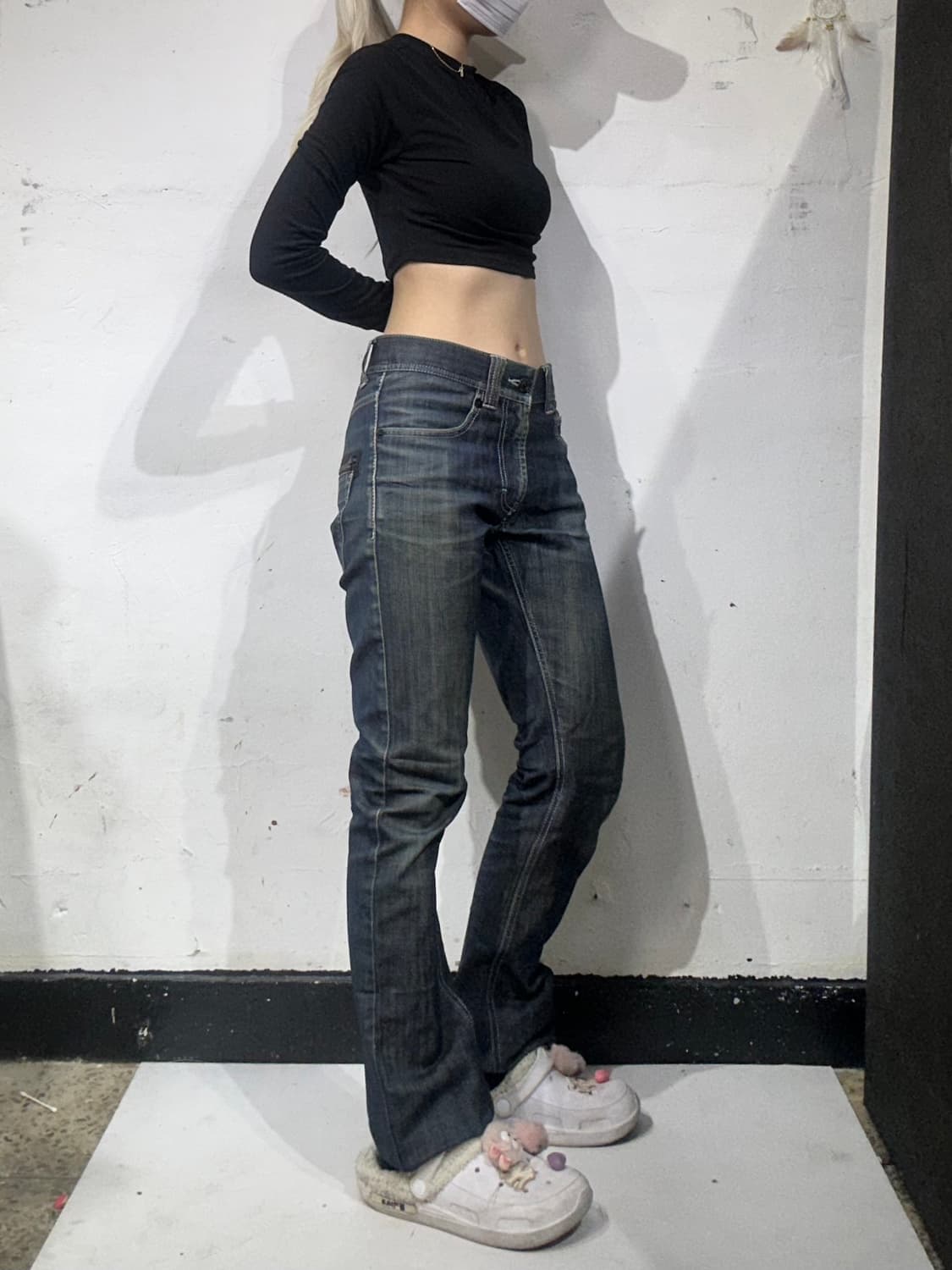 빔즈 흑청 새깅 스키니 데님 팬츠 M 상품이미지1