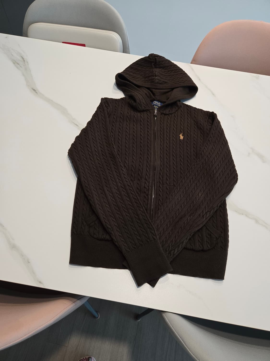 폴로랄프로렌 걸즈XL꽈배기후드집업 상품이미지2