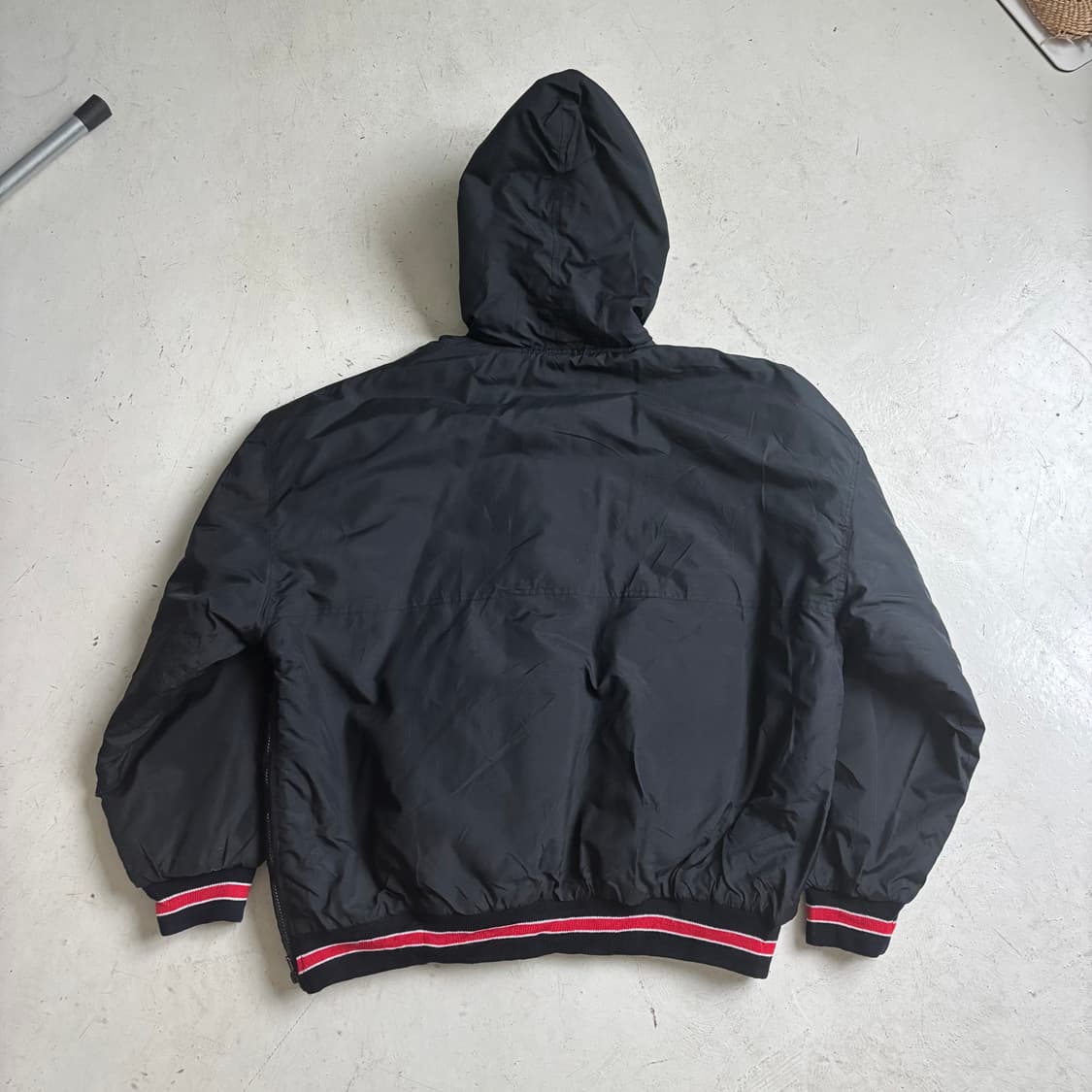 90s USA 빈티지 나일론 사틴 후드집업 자켓 XL 상품이미지7