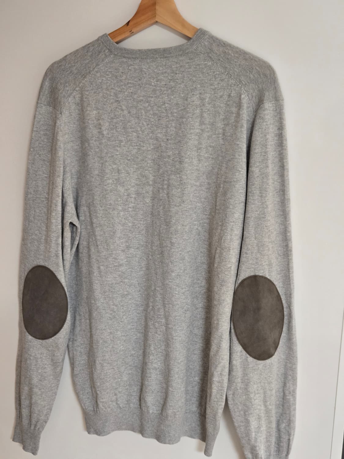 마시모두띠 브이넥 엘보패치 실크 혼방 니트 그레이 상품이미지2