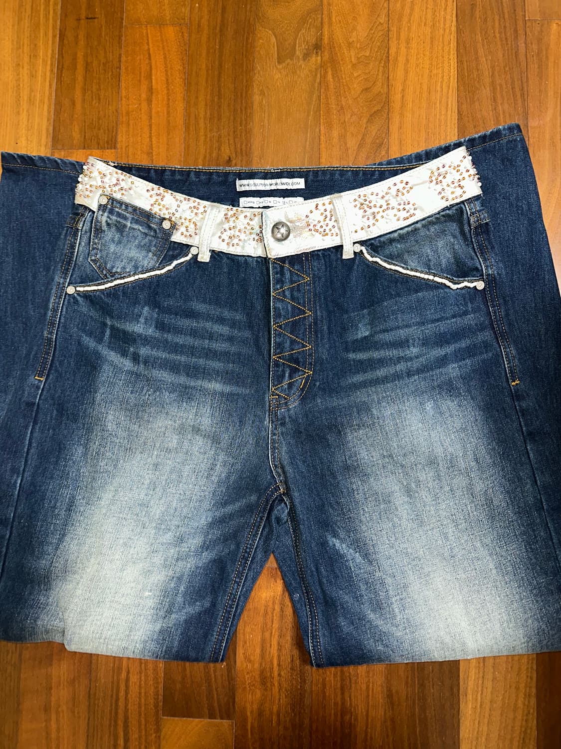스컬프터 바지 Beaded Waist Denim Pants Indigo  상품이미지2