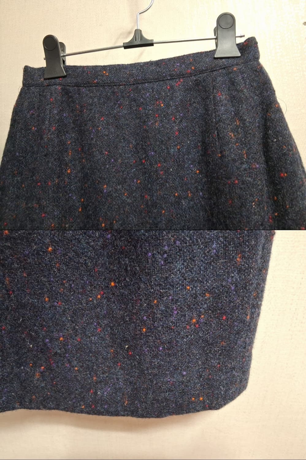 일본구제 MOGA 블루네이비보카시 모직 상하 스커트 셋업 가오리핏 허리짤 상품이미지6