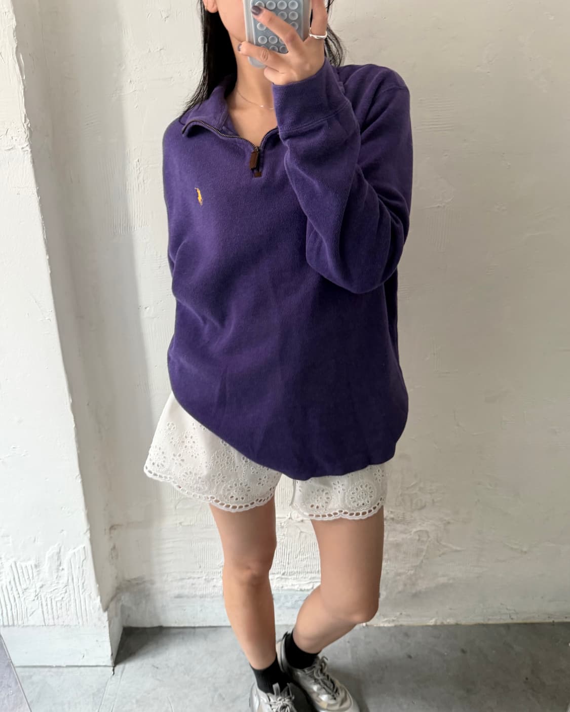 Polo 폴로 랄프로렌 신형 퍼플컬러 코튼 하프집업 상품이미지2