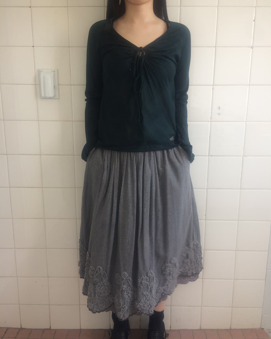 Pattern embroidery point skirt 상품이미지7