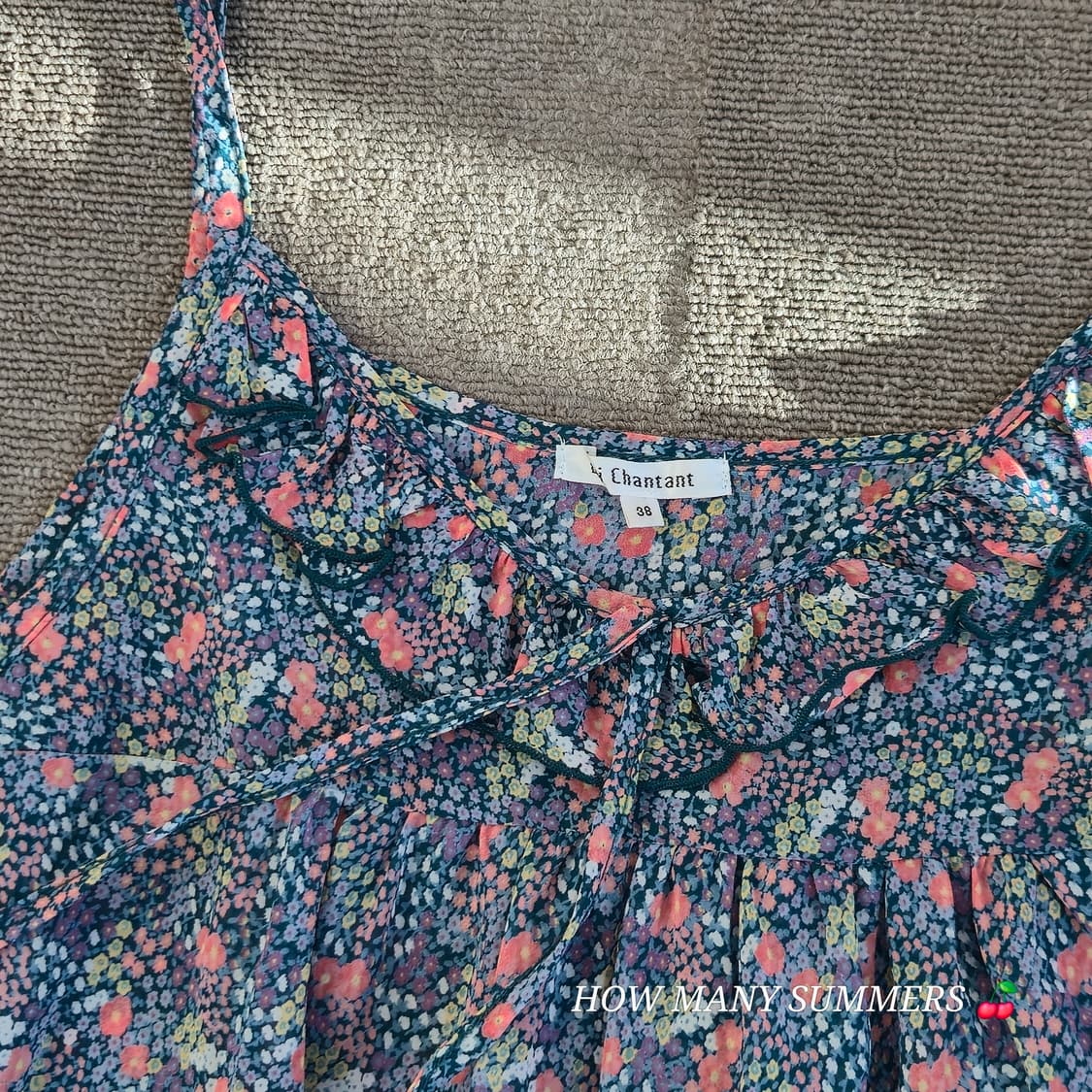 플라워 패턴 블루 네이비 슬리브리스 여름 상품이미지5