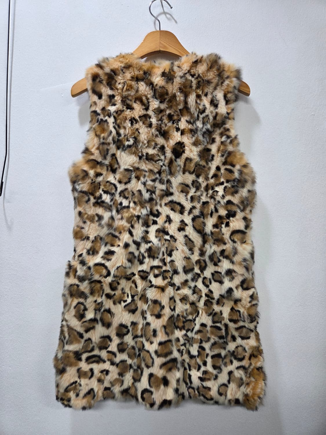 레오파드 천연 토끼털 퍼 베스트 조끼 S Y2K 상품이미지4