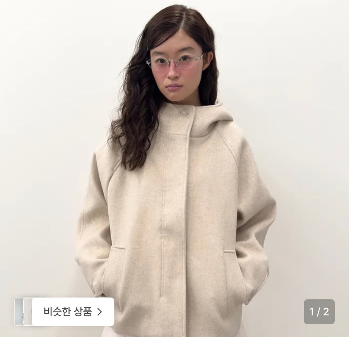 타입서비스 후디드 하프 코트 오트밀 상품이미지1