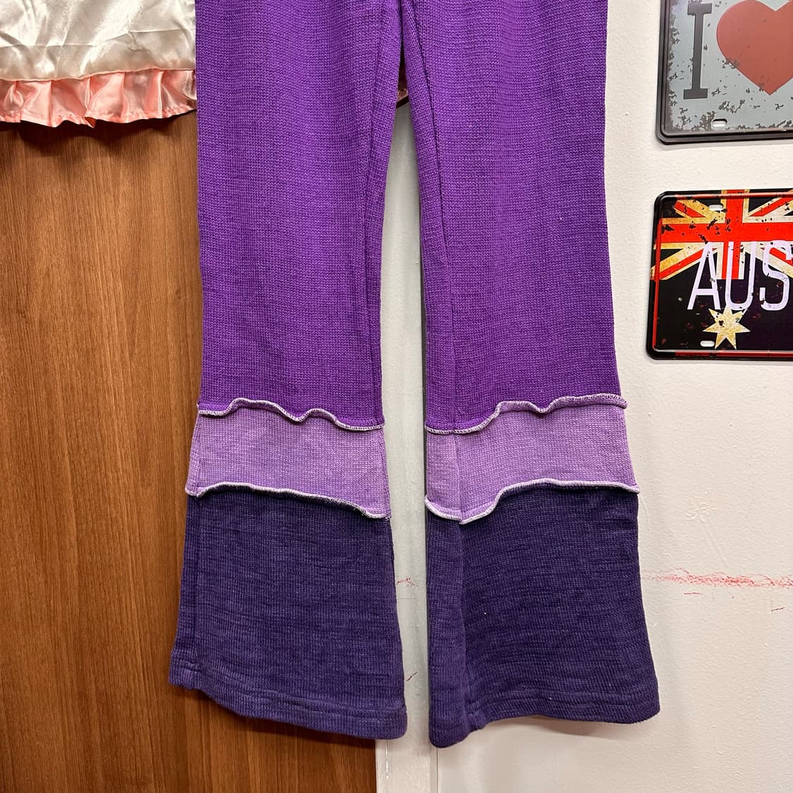 Purple Bootcut Banded Cotton Pants  상품이미지4