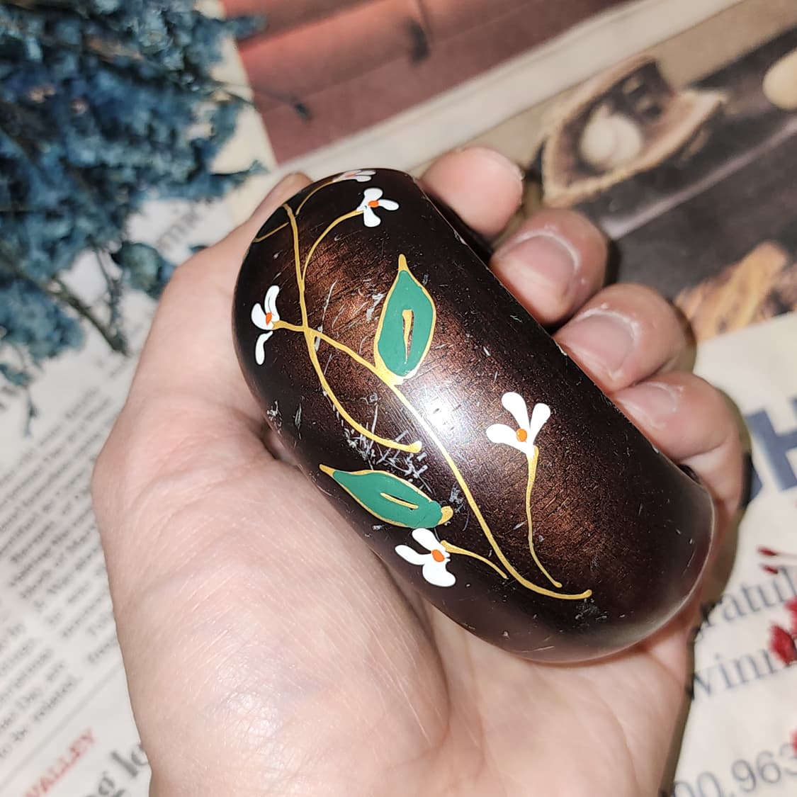 90s 프랑스 빈티지 팔찌 플로럴 커프 뱅글 빈티지 쥬얼리 상품이미지6