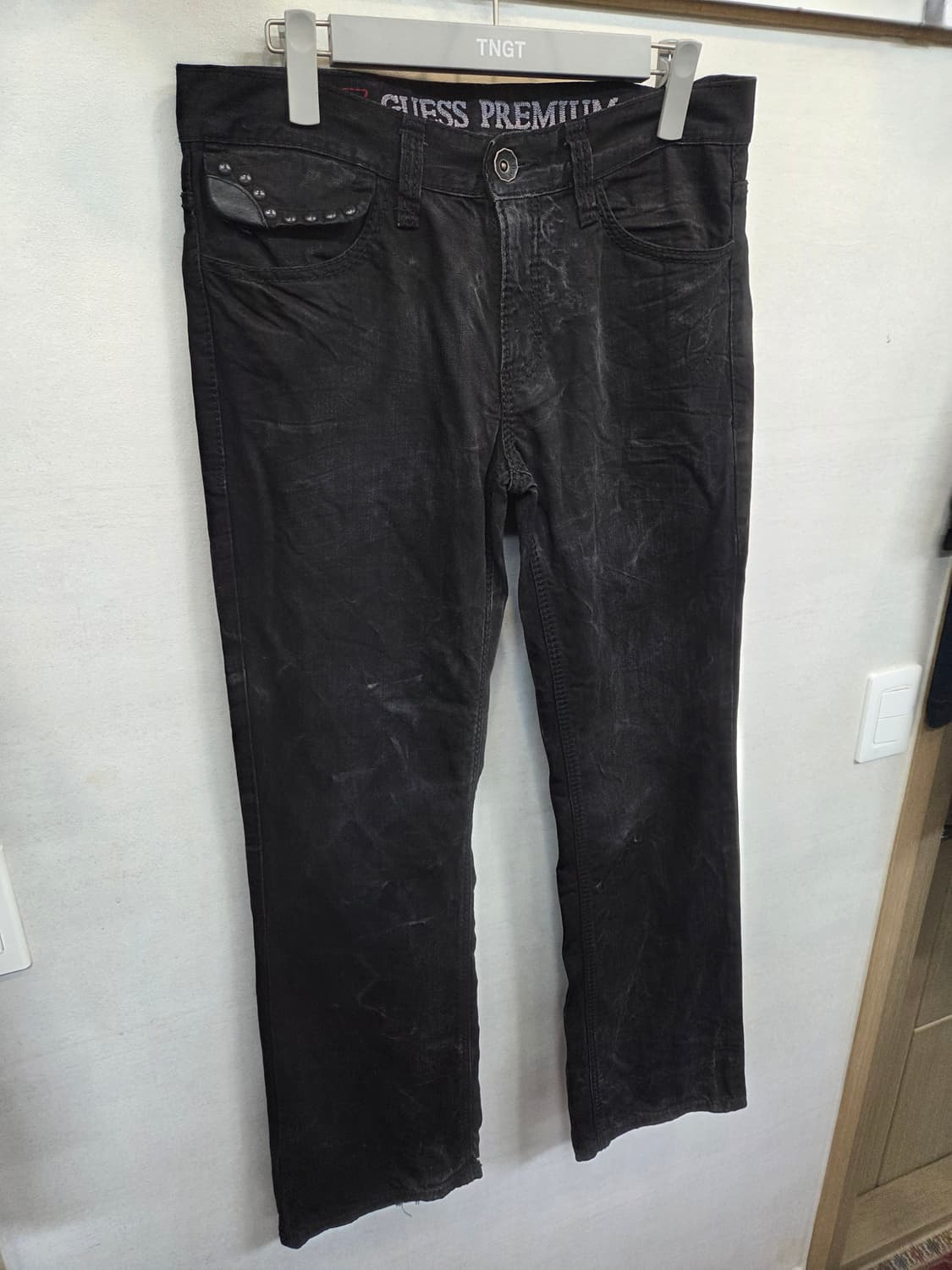 게스 프리미엄 빈티지 스터드 빈티지워싱 데님팬츠 33 상품이미지6