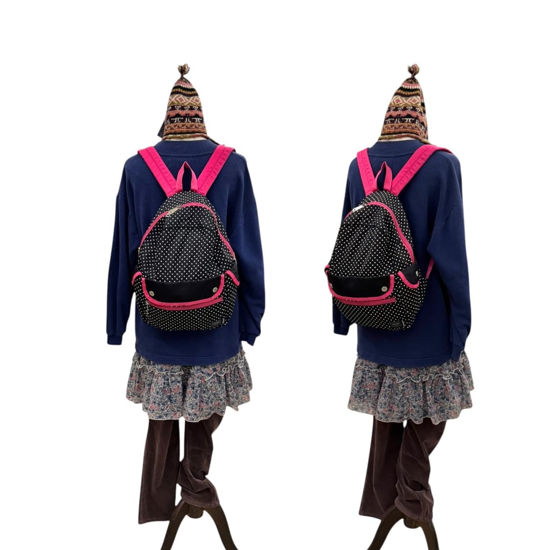 포터 x G1950 도트 데이팩 백팩 블랙/핑크 상품이미지10