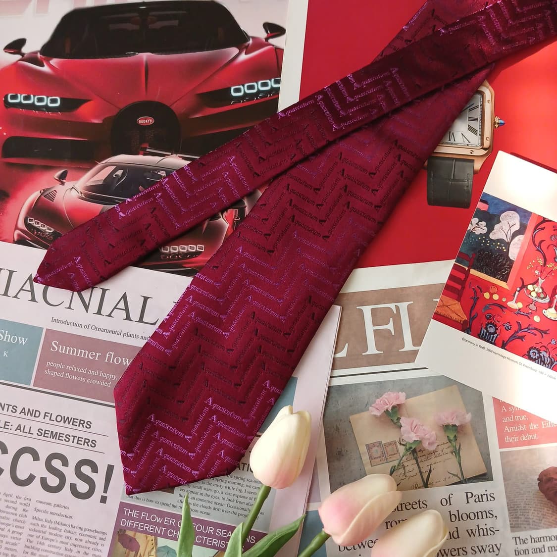 아쿠아스큐텀 실크 로고 자카드 넥타이 8.7cm A+등급 A19114
 상품이미지3