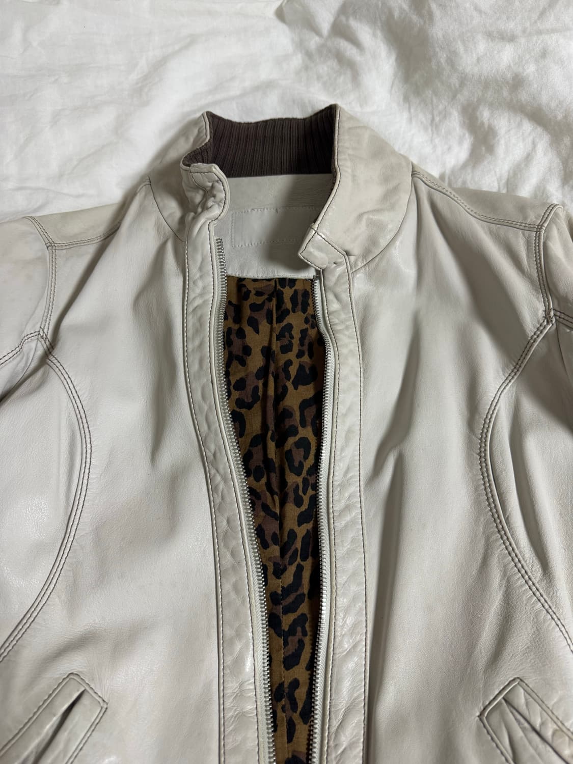 재패니즈 빈티지 절개 스티치 레더 자켓 상품이미지3