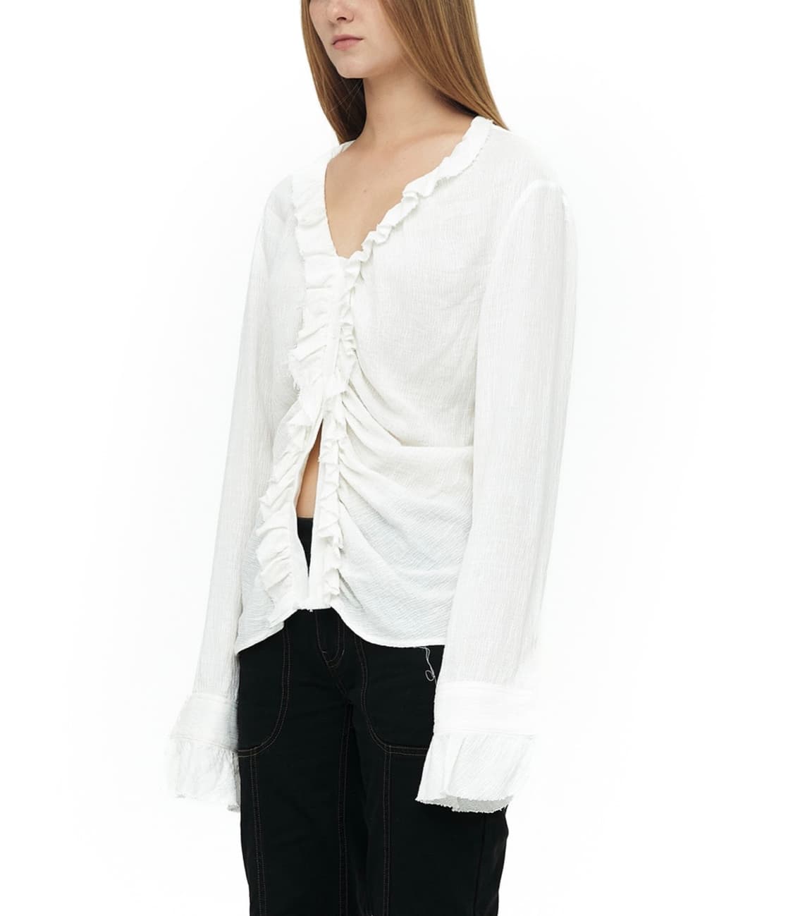 Cerric. NATURAL FRILL BLOUSE / IVORY 상품이미지1