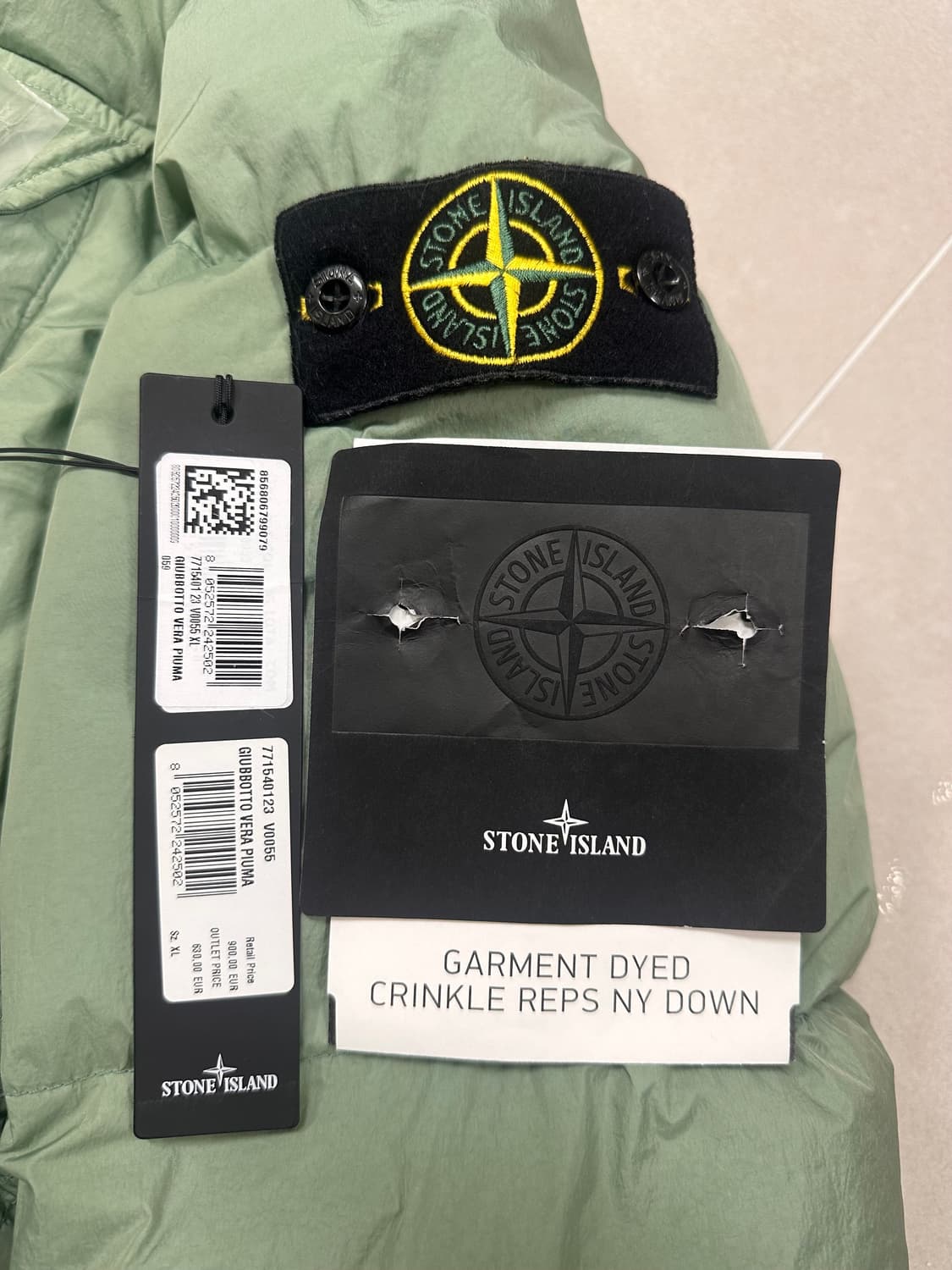 [XL] 정품 스톤아일랜드 22FW 크링클랩스 논후드 패딩 세이지 상품이미지8