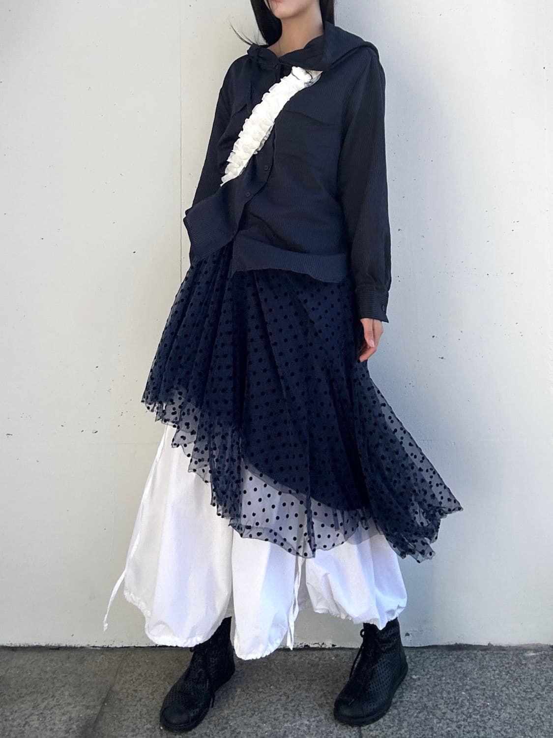 Stripe whimsical hoody top / navy 상품이미지1