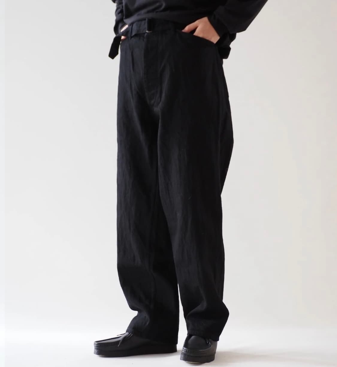 코모리 벨티드 데님 블랙 3사이즈 상품이미지1