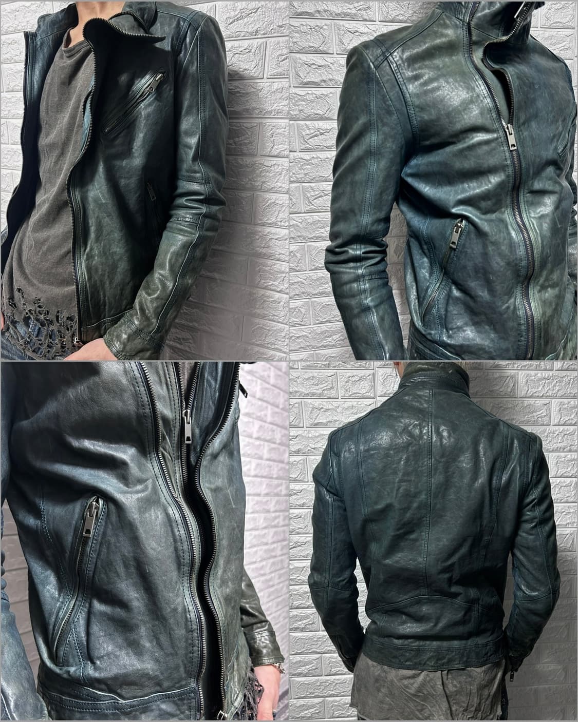 솔리드 옴므 사선 더블 짚 램스킨 자켓 상품이미지2