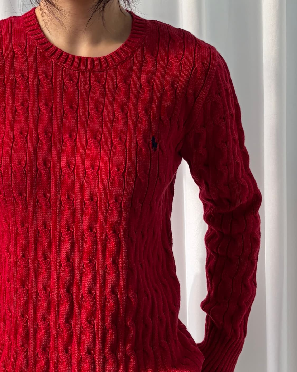 [S]폴로 랄프로렌 꽈배기 케이블 코튼 니트 red 상품이미지2