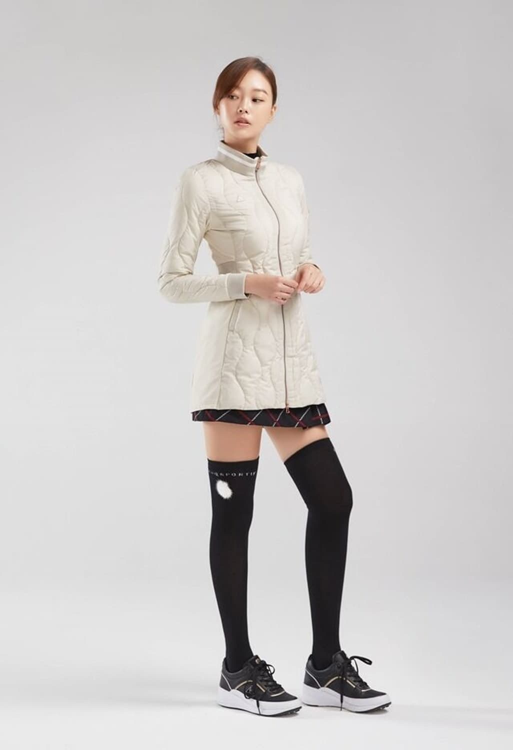 르꼬끄 골프 여성 물결 퀼팅 스윙 롱패딩 자켓 90 상태최상 상품이미지1