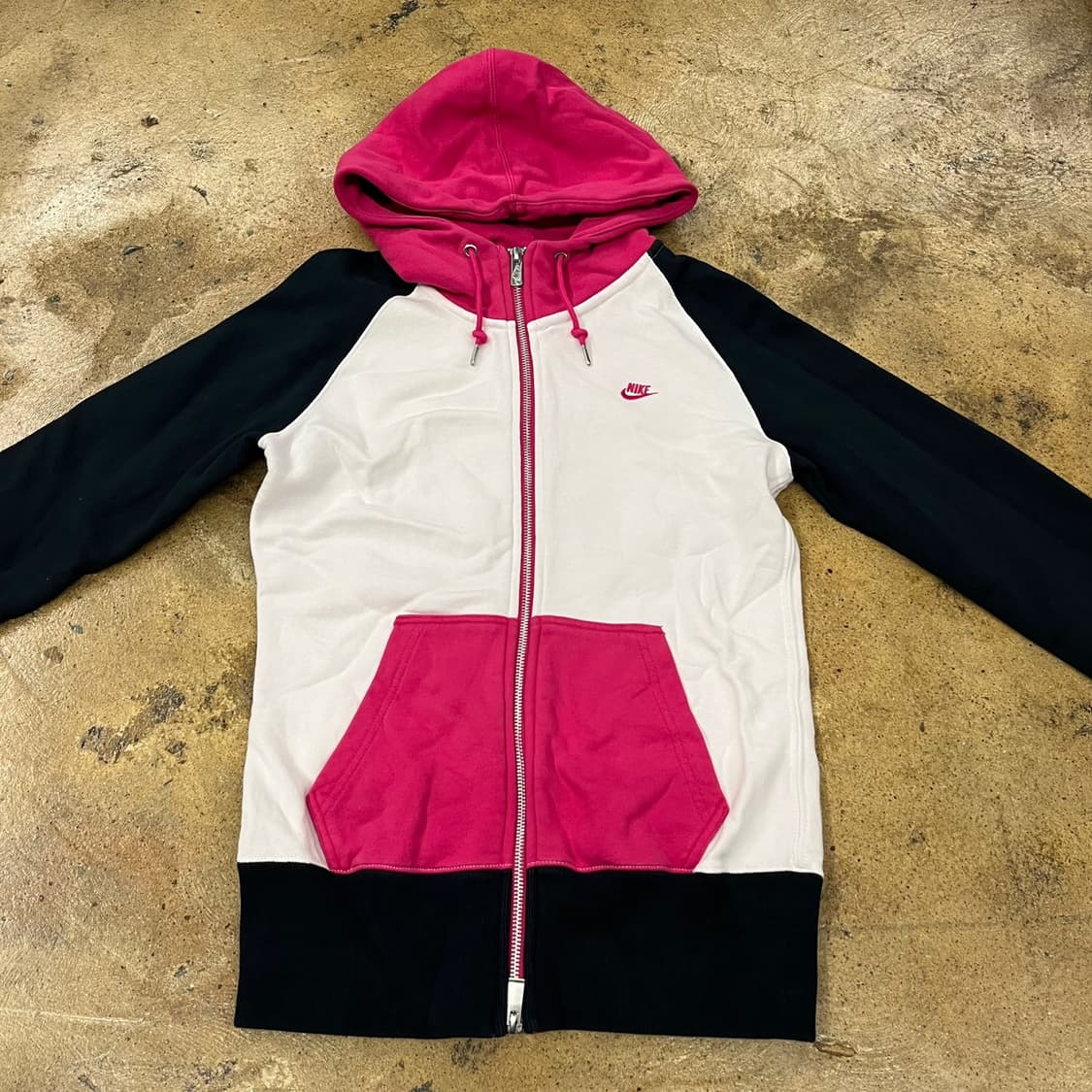 나이키 화이트 블랙 핑크 후드집업 상품이미지3