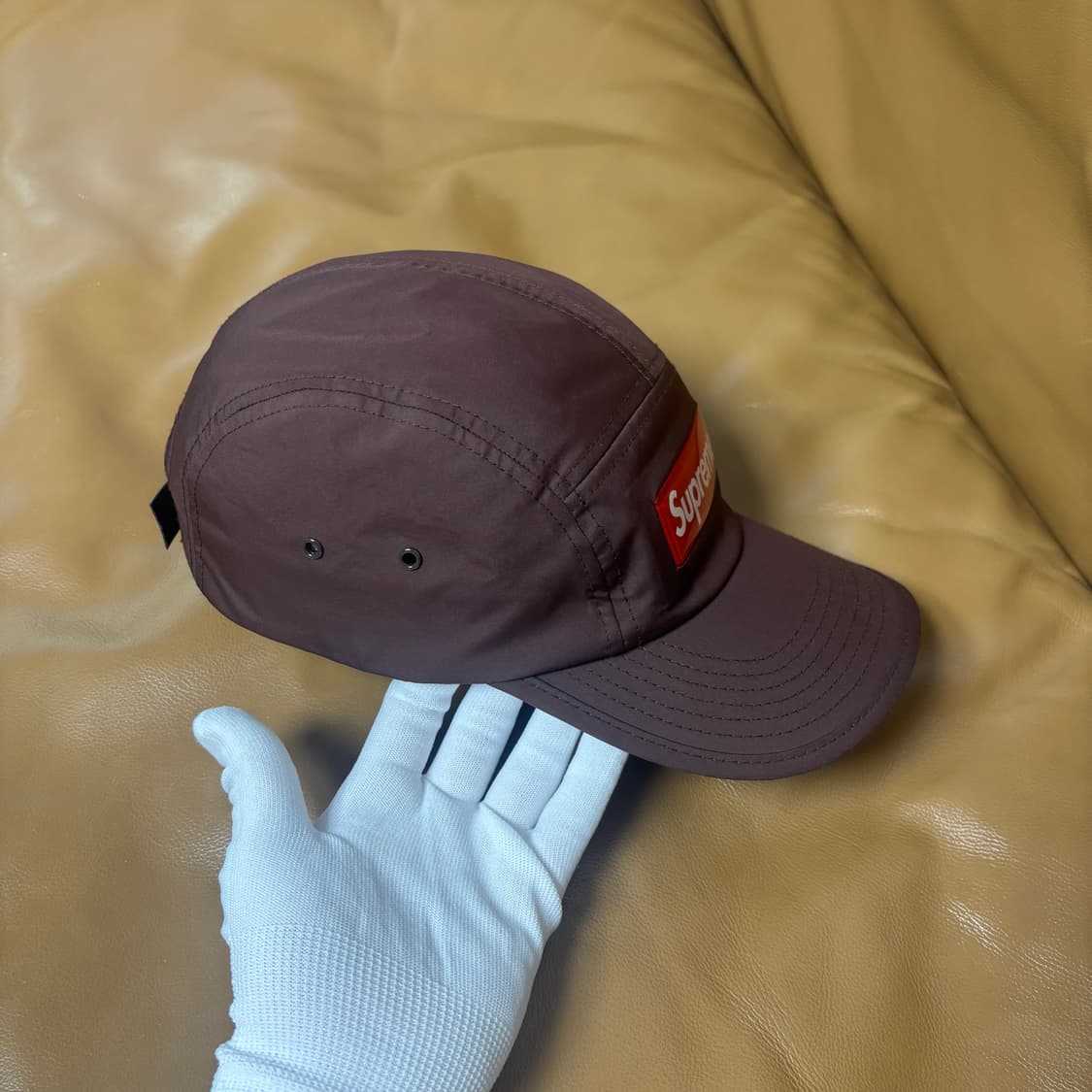 슈프림 캠프캡 모자 박스로고 인셋 젤 브라운 상품이미지3