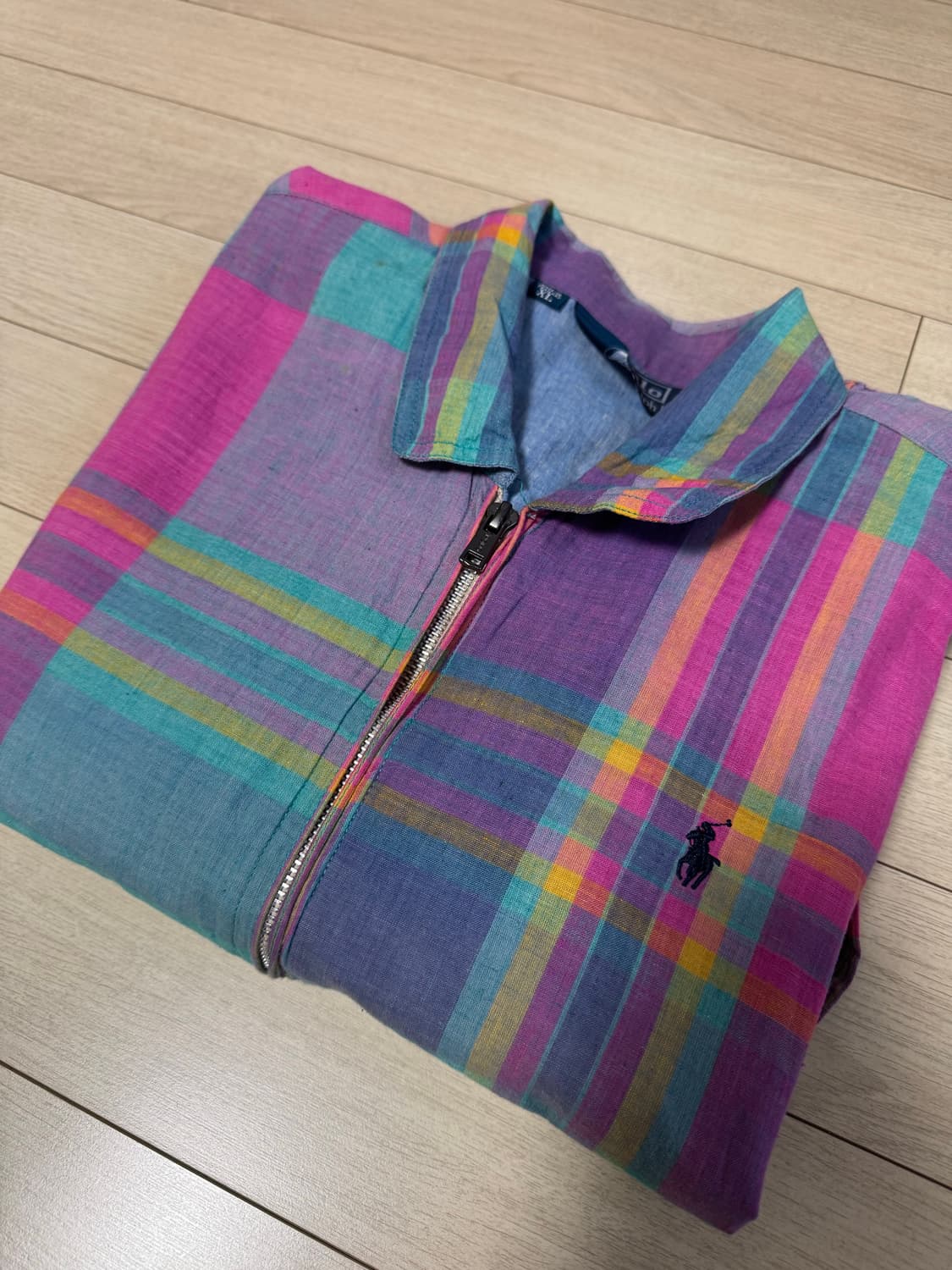 90s 폴로 랄프로렌 체크 블루종(XL) 상품이미지5