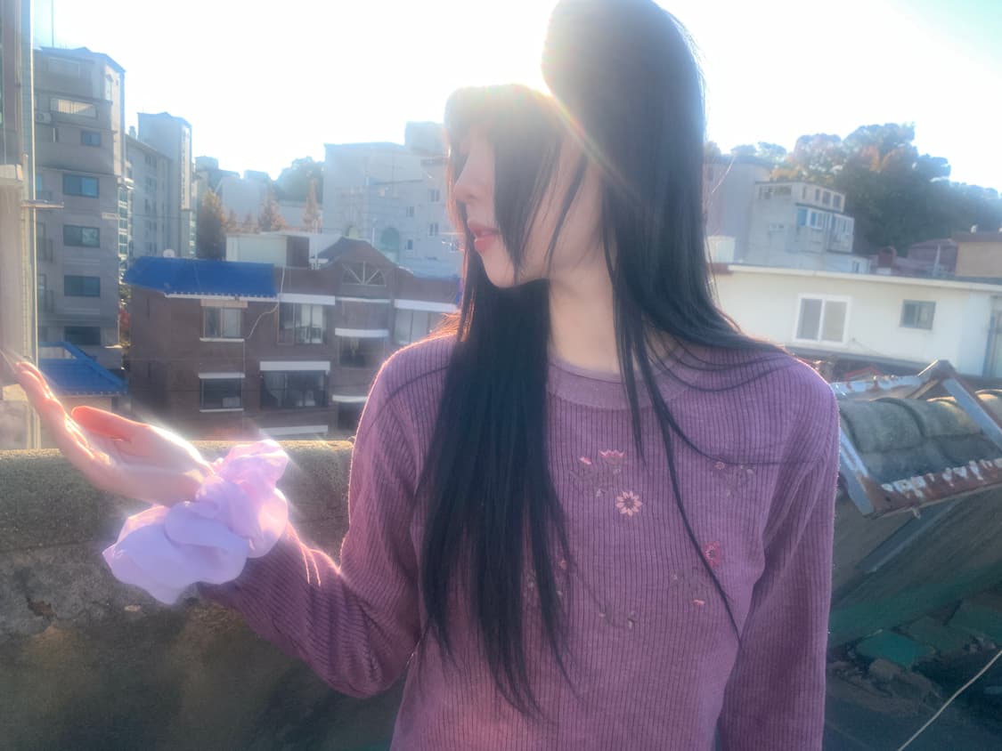 Flower Embroidery Knit(Purple) 상품이미지8