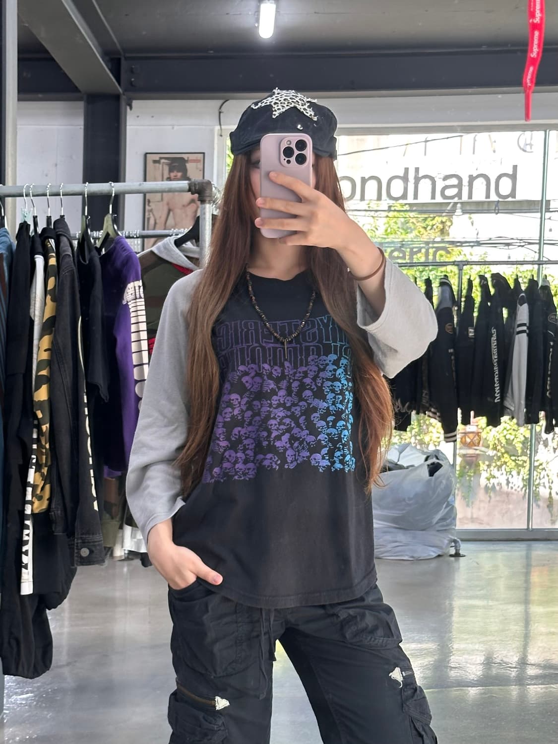히스테릭글래머 XXX 스컬 프린팅 나그랑 롱슬리브 상품이미지2