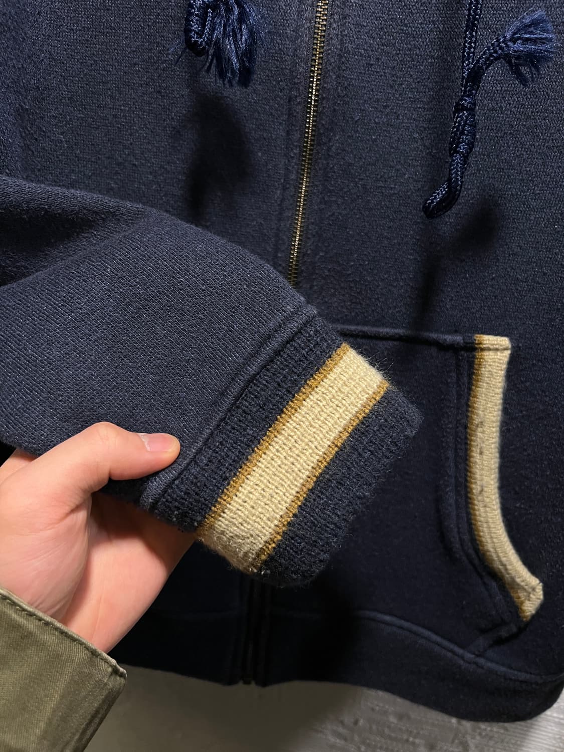 [M]Heartful Clothes&Dream 네이비 파일 후드 플리스 상품이미지5